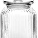 WHJY 1 Pc Airtight Glass Jars Decorative Jars, 32oz Jar of Hearts Cute Cookie Jar Decorative Jars with Lids Candy Jars for Candy Buffet Heart Shaped Lid - Stripes Textured