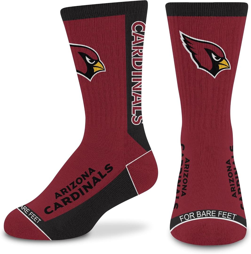 For Bare Feet NFL Unisex Kids Nfl Mvp Crew Sock Youth (Red)