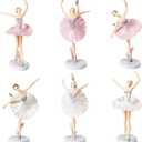 Uoeo 6 Pcs Ballet Girl Cake Topper - Dancing Ballerina Girl Figurine Cake Decorations Pink Cake Toppers for Ballet Girl Baby Shower Birthday Party Wedding Decoration
