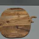 Creative Co-Op Oval Acacia Wood Oval Cheese and Cutting Board with Handle, Natural