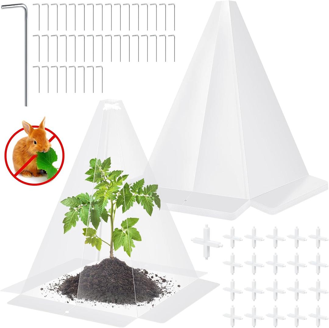 20 Packs 12"x 8" Garden Cloches for Plants,Plant Protectors from Animals,Plant Cages for Outdoor Plants,Plant Covers from Animals,Chicken Wire Cloche with Stakes for Protect Plants,Seedling,Vegetables
