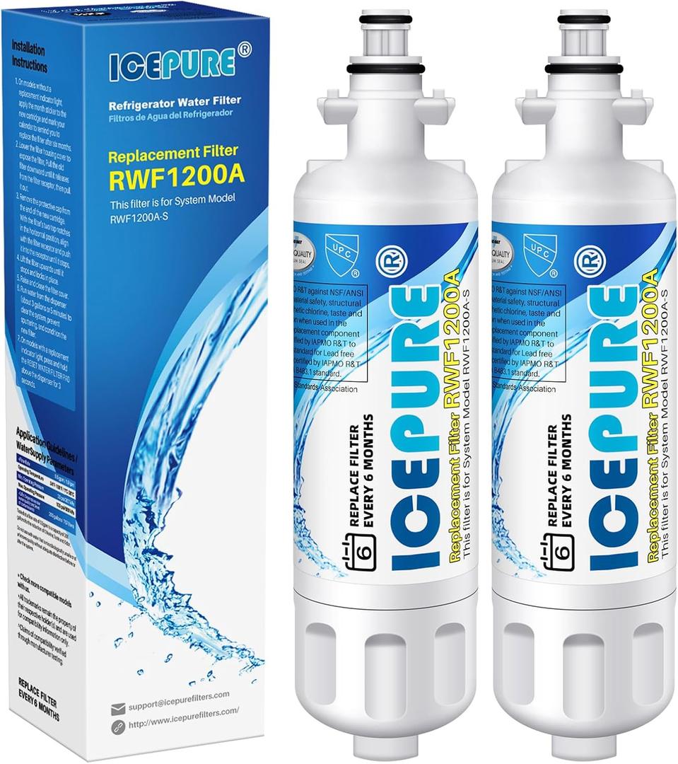 ICEPURE Refrigerator Water Filter, Compatible with LG LT700P, Kenmore 9690, ADQ36006101, ADQ36006102, 46-9690, LFXC24726S, LFXS24623S, LFXS30766S, RFC1200A, Pack of 2