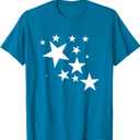 White Stars Star-Pattern-Design Costume Gift Men Women Kids T-Shirt (Blue, M)