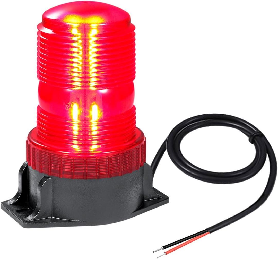 WOWTOU Roof Top Magnetic LED Red Strobe Beacon for Volunteer Firefighter Vehicles Police Cars Fire Trucks Forklift POV, 12V 24V Safety Warning Flasher Emergency Flashing Lights