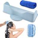 Hair Washing Station,Portable Hair Washing Basin for Sink or Bathtub,Silicone Shampoo Bowl with Scalp Massager,Tear-Free Shampoo Bowl with Suction Cups for Elderly Pregnant