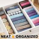 SpaceAid Bamboo 4 Pack Dresser Drawer Dividers, 4.65 High Adjustable 12.5-17 Drawer Organizers, Expandable Organization for Clothing, Clothes, Dressers, White