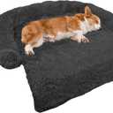 Calming Dog Bed Fluffy Plush Dog Mat for Furniture Protector with Removable Washable Cover for Large Medium Small Dogs and Cats (Medium(41x37x6), Dark Grey)