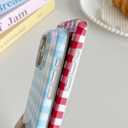 Skyseaco for iPhone 13 Pro Max Case Cute Aesthetic Gingham Phone Case Soft Slim TPU Shockproof Phone Cover for Women Girls - Blue