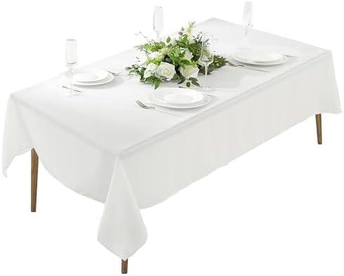 Craft And Party Rectangle Tablecloth, 60 x 102 Inch White Tablecloth, 6ft Rectangle Table Cloth, Polyester Fabric Washable Tablecloth for Home, Party, Wedding or Restaurant Use. 10 Pack