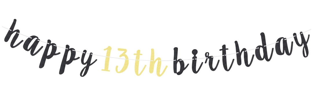 Happy 13th Birthday Party Decorations,13th Birthday Glitter Garland Banner - Cheers to Thirteen Years Old Bday Party Backdrop Decoration Sign