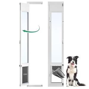 3 Flap Large Dog Door for Sliding Glass Door, Openable Pet Door for Sliding Glass Doors, Adjustable 75 7/8" to 81" Slider Height-Large