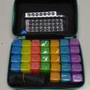 Monthly Pill Organizer 3 Times a Day, with Portable Hard Shell, Pill Cutter, 31-Day Box, Plastic Opening Pick, Monthly & Weekly Stickers, Convenient Medication Management (Black, 3 Times a Day)