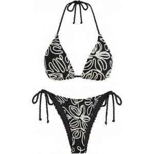 ZAFUL Crochet Triangle Bikini Halter Sting Bikinis Cute Cheeky Two Piece Swimsuit Sexy Bathing Suit for Women 2026 (Black, S)