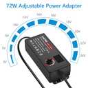 SHNITPWR 3V ~ 24V 3A 72W Power Supply Adjustable DC 3V 5V 6V 9V 12V 15V 16V 18V 19V 20V 24V Variable Universal AC/DC Adapter 100V-240V AC to DC Converter with 14 Tips 5.5x2.5mm 4.0x1.7mm 3.5x1.35mm