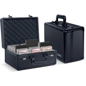 ZivPlay Graded Card Storage Box Graded Card Case for Sports Cards and Trading Card with Slab Holder Fits 108 PSA GMA 78 BGS HGA 88 SGC CSG or 375 Toploader Cards Antitheft Lock Black Color