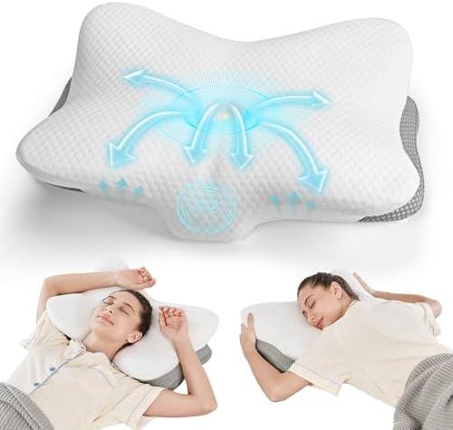 Ergonomic Cervical Pillow for Neck and Shoulder Pain Relief - Memory Foam Contour Pillow with Dual Heights, Cooling Breathable Pillowcase, Orthopedic Support for Side, Back, Stomach Sleeper