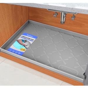 SIKADEER 34" x 22" Under Sink Mat Waterproof, Silicone Mat Kitchen Drawer Shelf and Cabinet Liner, Sink Protector for Kitchen Organizers and Storage, Boot Tray Pet Food Mats (Gray) SIKADEER 34" x 22" Under Sink Mat Waterproof, Silicone Mat Kitchen Drawer Shelf and Cabinet Liner, Sink Protector for Kitchen Organizers and Storage, Boot Tray Pet Food Mats (Gray)