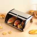 PRETYZOOM Stainless Steel Bread Storage Box Large Capacity Roll Top Bread Container for Kitchen Counter Organization 13 X 9 X 6 Inch