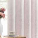 Beauoop Pink Floral Jacquard Blackout Curtains 108 Inches Long 2 Panels for Bedroom Living Room Chenille Flower Room Darkening Thermal Soundproof Grommet Window Treatments Drapes, 52x108