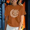 Halloween Shirts for Women Dancing Skeleton Tshirts Fall Pumpkin Shirt Halloween Party Tee Tops (XL)