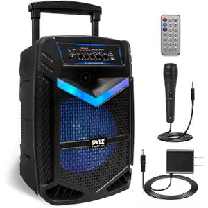 Portable Bluetooth PA Speaker System - 1200W Rechargeable Outdoor Bluetooth Speaker Portable PA System w/ 15” Subwoofer 1” Tweeter, Recording Function Mic in Party Lights USB/SD Radio