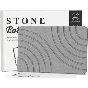 Stone Bath Mat for Bathroom Quick Drying Shower Mats Super Absorbent Diatomaceous Earth Stone Mats, Easy to Clean & Odorless, 23.6 15.5 Inch Grey
