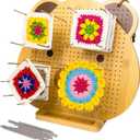 Opstin 15.1" Crochet Blocking Board with 30 Pins/Pegs, Blocking Board for Crocheting Knitting, Bamboo Granny Square Blocking Boards for Crochet Projects, Ideal Gifts for Mothers & Grandmothers