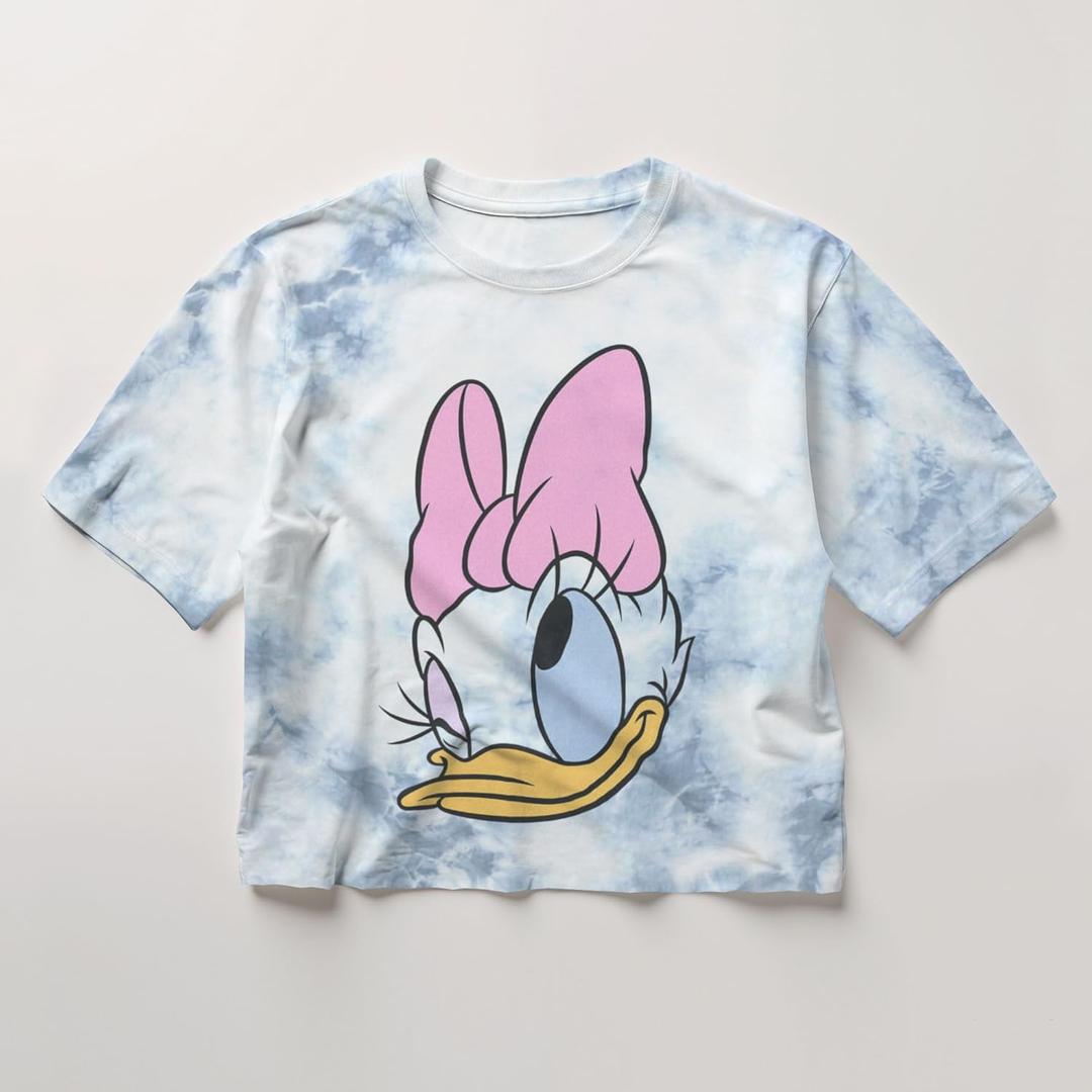 Disney Mickey & Friends Junior Womens T-Shirt Daisy Duck and MickeyMouse Graphic Tee, Soft Vintage Short Sleeve Top