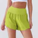 Women's High Waisted Running Shorts with Spandex, Athletic Shorts for Women Light and Airy with Wind-Resistant Fabric (Green, M)