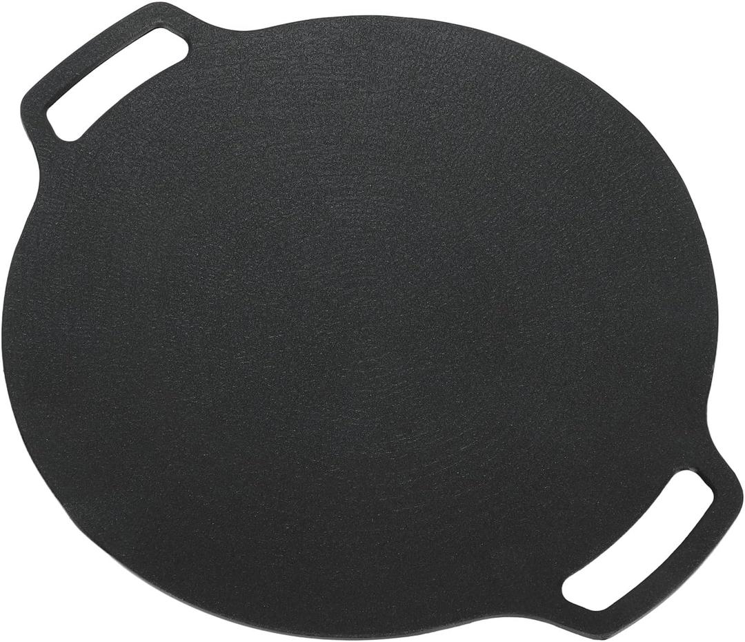 Korean Grill Pan Nonstick Round Griddle Pan Double Handle Korean BBQ Grill Plate for Gas Stove Top Outdoor Barbecue (36cm)