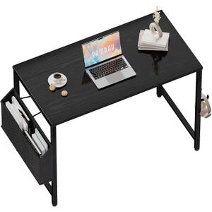 Pamray 32 Inch Computer Desk for Small Spaces with Storage Bag, Home Office Work Desk with Headphone Hook, Small Office Desk Study Writing Table (Black)
