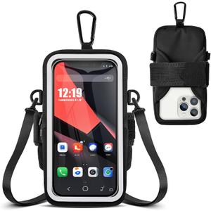 Phone Holder for Running, Walking & Workout, Cell Phone Armband with Carabiner, Clear Crossbody Phone Pouch Purse with Adjustable Lanyard for iPhone and Android - Suitable for Women and Men