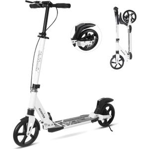 Nattork Scooter for Kids 8-12, Teens and Adults- Adjustable Height Folding Kick Scooter with Large Sturdy Wheels for a Smooth Ride, Lightweight, Anti-Shock Suspension (Pro-Silver Mist (Disc-Brake Version))