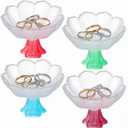 4 Pcs Flower Jewelry Dish Ring Holder Jewellery Tray Plate Bowl for Earrings Rings Necklaces Keys Organizer Room Decor Decorative Tray Trinket Dish Valentines Birthday Gifts for Women Mom