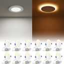 VOLISUN 12 Pack 3 Inch 5CCT Recessed Light with Night Light, Canless LED Recessed Lighting 3 inch, 2700K-5000K Selectable, 500LM Dimmable Recessed Ceiling Wafer Light, ETL Certificated
