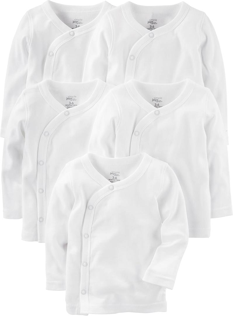 Simple Joys by Carter's Baby 5-Pack Side-snap Long-Sleeve Shirt, Size: 0-3 Months