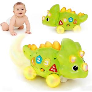 Dinosaur Baby Musical Toys for Toddlers, Dinosaur Tummy Time Toy with Musical for Baby 6-12 Month, Early Learning Educational Crawling Toys Gifts for Toddlers Ages 1-3.