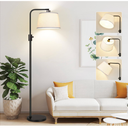 【Upgraded】 Dimmable Floor Lamp, 1000 Lumens LED Edison Bulb Included, Arc Floor Lamps for Living Room Modern Standing Lamp with Linen Shade, Tall Lamp for Bedroom Office Dining Room Black