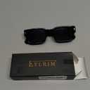 EYLRIM Square Frame Sunglasses for Women Men Trendy Chunky Rectangle Sun Glasses Black Shades UV400 Protection (A1 Black/Grey)