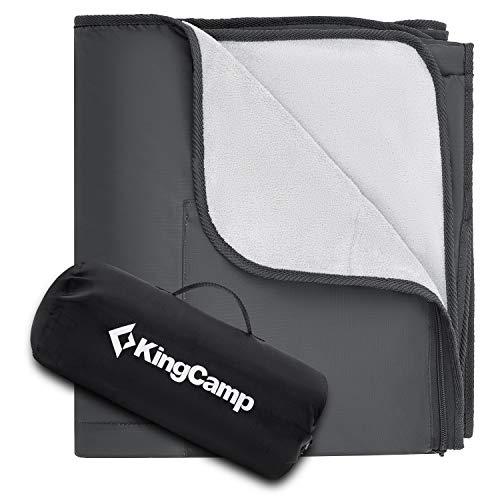 KingCamp Outdoor Blanket Waterproof Stadium Blanket Beach Blanket Sandproof Cold Weather Camping Insulated Blanket for Outdoor Picnic Grass Park Concert Sports Machine Washable Fleece, 75x25 in