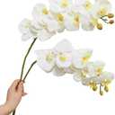 2 Pcs Orchid Stems 38" Artificial Flowers Real Touch Latex Faux Phalaenopsis Branches White Artificial Flowers for Wedding Party Home Garden Decor (White)