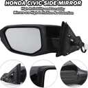 Driver Side View Mirror Compatible with 2016-2021 Honda Civic Power Heated,Civic Side Mirror Left Replace# 76258TBAC02ZA, 5Pins-Heated