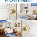 Gold Door Knob with Push Lock for Privacy, Satin Brass Bedroom & Bathroom Door Knob, 6 Pack Easy Install for Interior