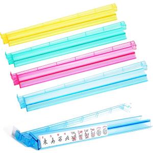 Mahjong All-in-One Tile Rack & Pusher, Clear Acrylic Mahjong Rack and Pusher Combo, Modern American Majiang Tile Racks Set of 4 (Multi-Color)