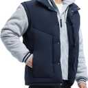 Winter Coats For Men Winter Jackets Water Resistant Warm Thicken Insulated Hooded Windproof Coat (Medium, Blue/Grey)