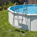 3-Step Steel Bolt-On Pool Ladder Universal Fit Above Ground Swimming Pools - Heavy Duty Non-Slip Entry Steps for Entry and Exit System Swim Pools with Non-Slip Plastic Steps
