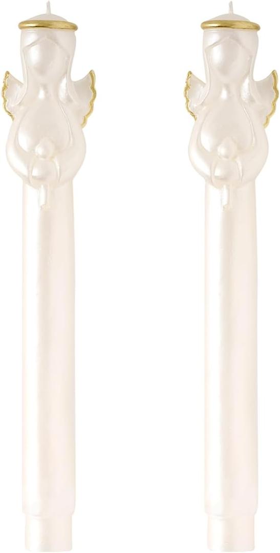 Mud Pie Christmas Angel Gold Christmas Taper Candle Set 10"