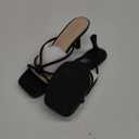 Goderci Kitten Strappy Heels for Women Knotted Square Open Toe Slip On Mule Heels Mid Heeled Sandals 8