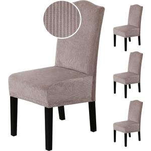 H.VERSAILTEX Dining Chair Covers Stretch for Dining Room Set of 4 Parson Chair Slipcovers Protectors, Soft Thick Solid Velvet Fabric Washable, Taupe