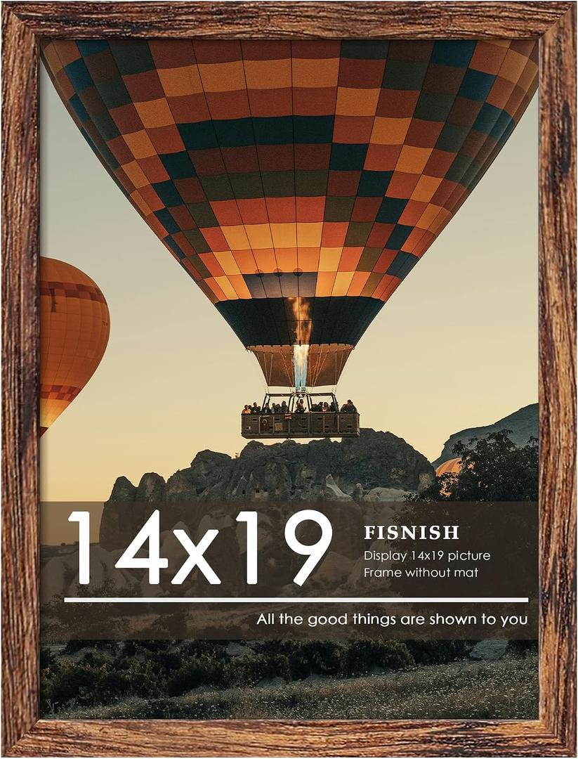 14x19 Picture Frame, Classic Brown Poster Frame, 1 Pack | for Horizontal or Vertical Wall Mounting, for Photos, Artwork; Fits Home, Office & Gallery Wall Decor